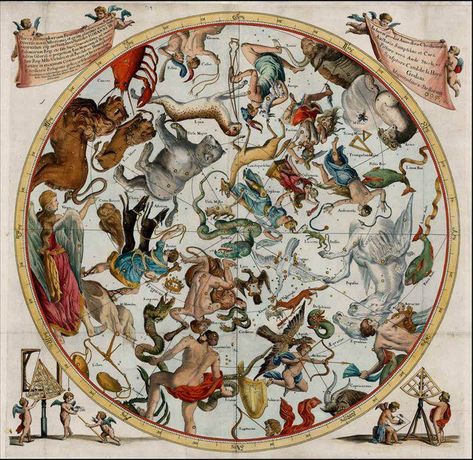 Ancient Zodiac, Ancient Astronomy, Vintage Astrology, Prague Astronomical Clock, Celestial Map, Ceiling Murals, Jacob's Ladder, Ad Astra, Fantasy Creatures Art