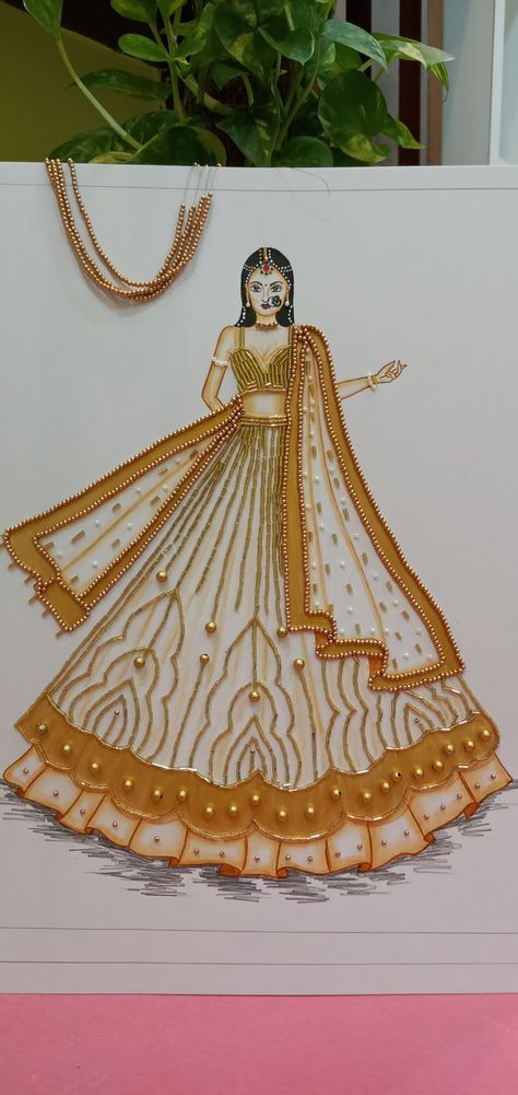 Fashion illustration with 3d effect by using gold shades... Bridal design Gold Shades, Bridal Design, Designing Ideas, Dress Illustration, Fashion Illustration Sketches Dresses, Sketches Dresses, Fashion Illustration Sketches, Illustration Sketches, 3d Effect