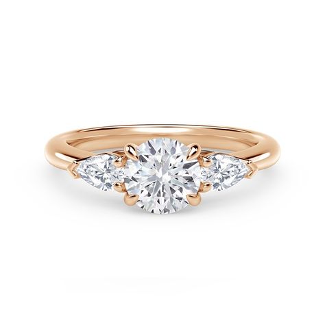 Forevermark Accents™ Engagement Ring with Pear Sides | Forevermark Three Stone Engagement Rings Round, Diamond Carat Size, Forevermark Diamonds, Nature Inspired Engagement Ring, Cute Engagement Rings, Round Engagement Rings, Three Stone Ring, Pear Engagement Ring, Dream Engagement Rings