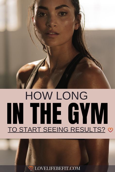 How long to get gym results? Find out how long you should spend in the gym to get the gym body you've always wanted. Find your fitness motivation and get fitness tips. Reasons To Go To The Gym, How To Get Motivated To Go To The Gym, How Long Until You See Fitness Results, How To Gym, How Long Does It Take To See Results Gym, Fitspiration Board Ideas, Gym Life Aesthetic, Fitness Inspirational Motivation, Going Back To The Gym