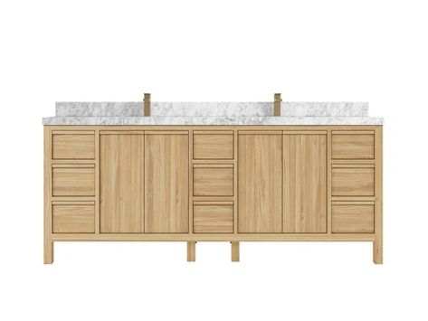 Willow Collections Elizabeth 84" Double Bathroom Vanity Set | Wayfair In Stock Cabinets, Bowl Sink Bathroom Vanities, Bowl Sink Bathroom, Natural Cabinets, Carrara Quartz, Farmhouse Bathroom Vanity, Stock Cabinets, Stunning Bathrooms, Bathroom Size