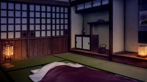 Japanese Bedroom Traditional, Kny Backgrounds, Japanese Bedrooms, Traditional Japanese Bedroom, Anime Bedroom Ideas, Background Anime, Japanese Bedroom, Anime House, Japanese Home Design