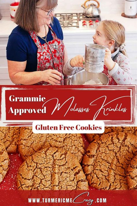 The Best Gluten Free Molasses Ginger Cookies - TurmericMeCrazy Molasses Ginger Cookies, The Perfect Cookie, Blackstrap Molasses, Potato Flour, Best Gluten Free, Tapioca Flour, Crinkle Cookies, Ginger Cookies, Grass Fed Butter