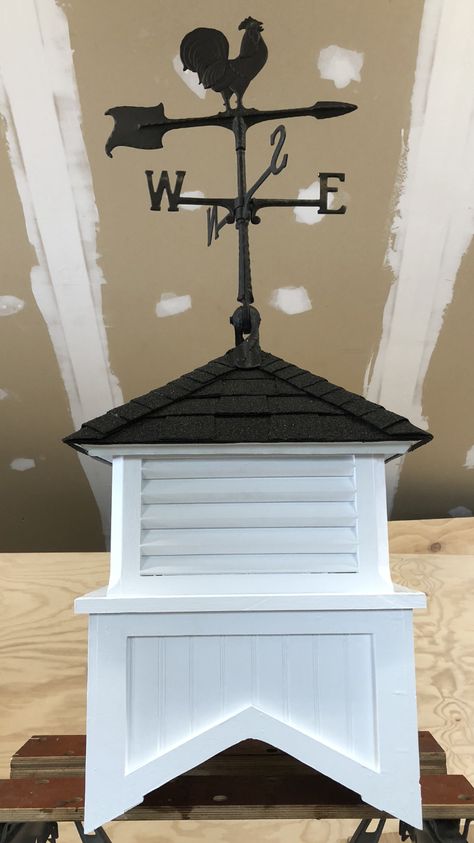 Chicken Weather Vane, Weather Veins On House, Chicken Coop Weather Vane, Cupola On Shed, Chicken Coop Cupola, Weather Vanes On House, Cupolas On Garage, Cupolas On Barns, Cupolas On Houses