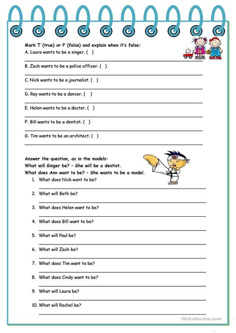 What will you be when you grow up? – jobs, present simple and future (will) [2 tasks] ((2 pages)) ***editable - English ESL Worksheets for distance learning and physical classrooms When I Grow Up Worksheet, To Be Worksheet, Alien Words, Present Tense Verbs, All About Me Preschool, English As A Second Language (esl), English As A Second Language, Writing Worksheets, Writing Project