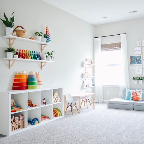 Small Kids Bedroom, Small Playroom, Small Kids Room, Baby Playroom, Toddler Playroom, Playroom Design, Storage Stool, Toddler Rooms, Kids Room Organization