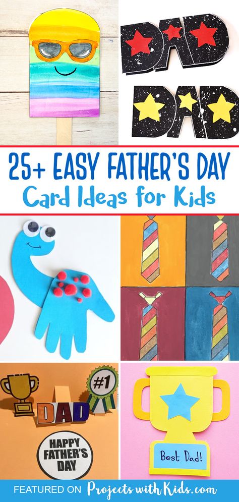 Easy Father's Day cards that kids will love to make and give to dad! Paper crafts, painting ideas, printables and more for kids of all ages. Kids Fathers Day Crafts, Diy Father's Day Crafts, Fathers Day Gifts Ideas, Fathers Day Art, Father's Day Activities, Diy Easter Gifts, Diy Gifts For Dad, Funny Ideas, Bags Crochet