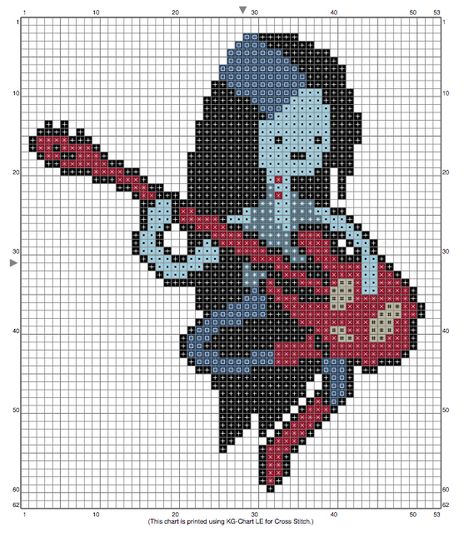 marceline cross stitch pattern Marceline Perler Beads, Marceline Pixel Art, Adventure Time Pixel Art, Adventure Time Cross Stitch, Cross Stitch Beginner, Pearl Beads Pattern, Fuse Bead Patterns, Diy Perler Bead Crafts, Pixel Crochet