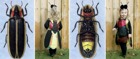 Anna Claire's firefly / lightning bug costume - made from scraps - only had to purchase the fabric paint/glitter and black pom poms - about ten dollars spent Lightning Bug Costume, Bug Costume Diy, Fly Costume, Firefly Costume, Bug Costume, 2015 Halloween Costumes, Lightning Bug, Stag Beetle, About Halloween