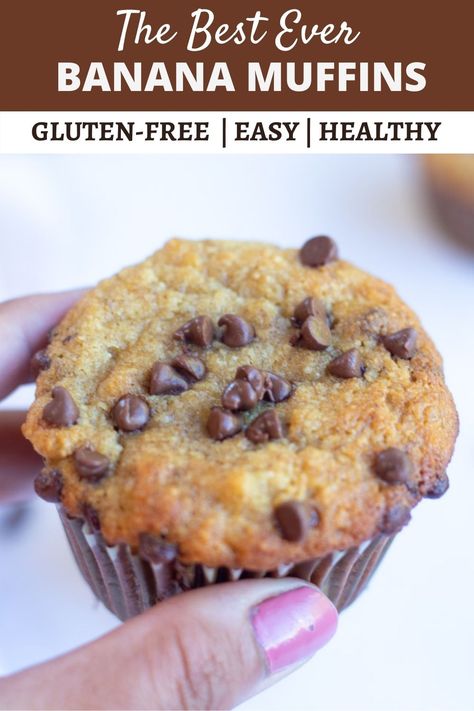 These Almond Flour Banana Muffins are a delicious, low-carb treat. They are melt-in-your-mouth soft muffins, great for a quick breakfast or snack | Paleo Banana Muffins | gluten free banana muffins | healthy breakfast muffins | gluten-free baking | low carb muffins banana | pipingpotcurry.com Banana Chocolate Muffins, Almond Flour Banana Muffins, Paleo Banana Muffins, Almond Flour Banana, Paleo Flour, Butter Muffins, Peanut Butter Muffins, Banana Oatmeal Muffins, Healthy Banana Muffins