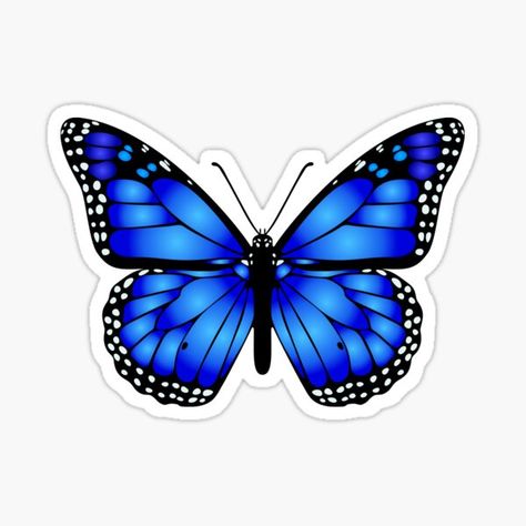 Blue Morpho Butterfly Drawing, Blue Monarch Butterfly Aesthetic, Morpho Azul, Blue Monarch Butterfly, Blue Morpho Butterfly Painting, Blue Butterfly Sticker, Purple Butterfly Tattoo, Butterfly Monarch, Butterfly Cake Topper