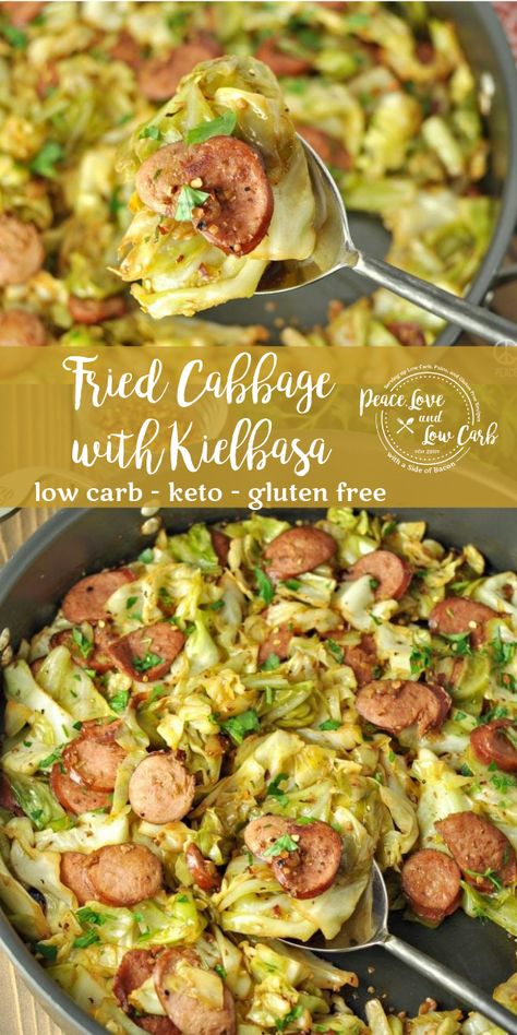 Sausage And Cabbage, Peace Love And Low Carb, Cena Keto, Cabbage And Sausage, Crockpot Healthy, Boiled Egg Diet Plan, Fried Cabbage, Low Carb Diets, Keto Recipes Dinner