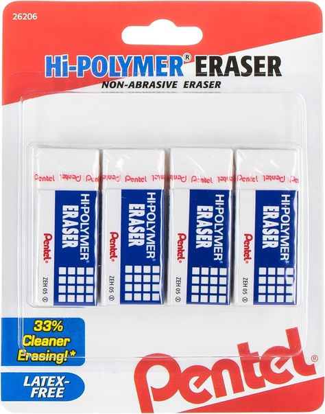 Amazon.com : Pentel Hi-Polymer Block Eraser, Large, White, Pack of 10 ZEH-10 Erasers (ZEH10PC10) : Office Products Cool Erasers, Pencil Eraser, Block Style, Erasers, Office Products, Large White, Initials, 10 Things, White