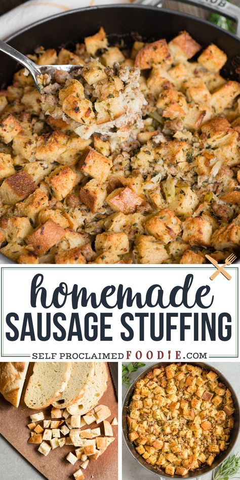 Homemade Sausage Stuffing, Best Sausage Stuffing, Sausage Stuffing Recipe Thanksgiving, Thanksgiving Sausage, Sausage Stuffing Thanksgiving, Turkey Night, Thanksgiving Posts, Sausage Dressing, Homemade Stuffing Recipes