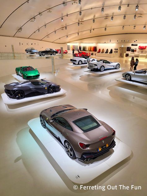 Ferrari supercars on display in the Enzo Ferrari Museum in Modena, Italy Ferrari Museum Italy, Ferrari Museum, Modena Italy, Australia Itinerary, Enzo Ferrari, Wooden Room, Regions Of Italy, Enjoy Your Vacation, Emilia Romagna