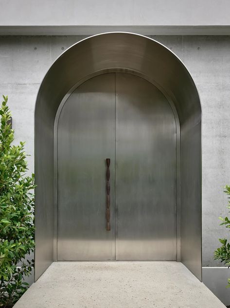 Metal Double Door, Hamptons Beach House, Double Door Entrance, Metal Front Door, Steel Door Design, Luxury Door, Double Door Design, Entrance Door Design, Wood Cladding