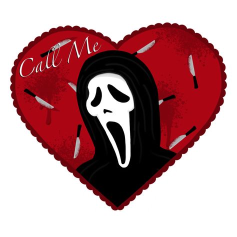 Ghost Face Valentines Day, Ghost Face Valentine, Scream Valentine, Girly Horror, Ghostface Art, Homemade Holiday Cards, Homemade Holiday, Ghost Face, Valentines Design