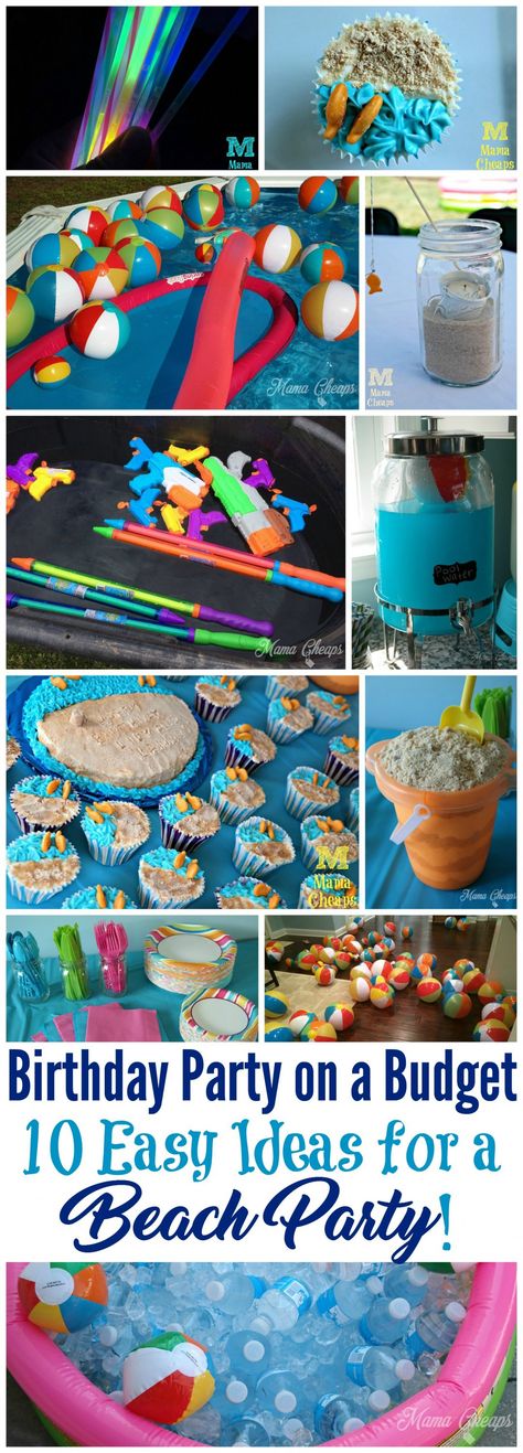 10 Easy Ideas for Throwing a Fun Beach Party from @mamacheaps http://bit.ly/2iY8feg Beach Inspired Party Food, Beach Birthday Party For Adults Ideas, Beach Themed Foods For Party, End Of Year Party Food Ideas, Water Party Food Ideas, Beach Theme End Of School Party, Beach Themed Birthday Party For Adults, Dollar Tree Pool Party Ideas, Beach Party Snacks For Kids