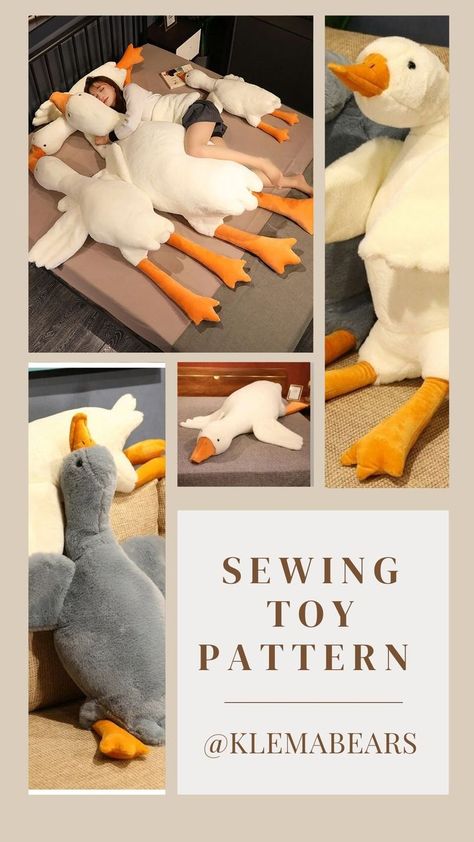 Sewing Pattern for Making a Plush Goose Toy to Hug, Goose Sewing Pattern,Goose Plush Sewing Pattern PDF Instant Download Goose Sewing Pattern, Lovey Sewing Pattern, Goose Plush, Goose Craft, Handmade Stuffed Toys, Knitted Toys Free Patterns, Christmas Ornaments Patterns, Soft Toy Patterns, Animal Sewing Patterns