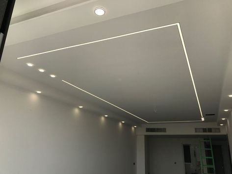 Pop Design Ceiling Profile Light, False Ceiling For Hall With Profile Lights, Siling Light Design Simple, False Cealing Profile Light, Led Profile Living Room, Simple Profile Light Ceiling, Siling Light Design Hall, Profile Ceiling Design For Living Room, False Ceiling With Profile Lights Living Room