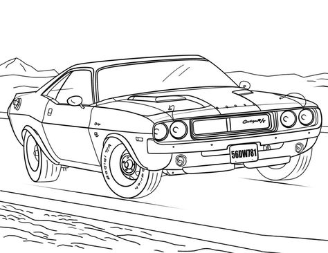 Mopar Coloring Book Muscle Cars Coloring Pages, Race Car Coloring Pages, Nova Car, Super Coloring Pages, 67 Mustang, 1969 Dodge Charger, Dodge Rams, Truck Coloring Pages, Cars Coloring Pages