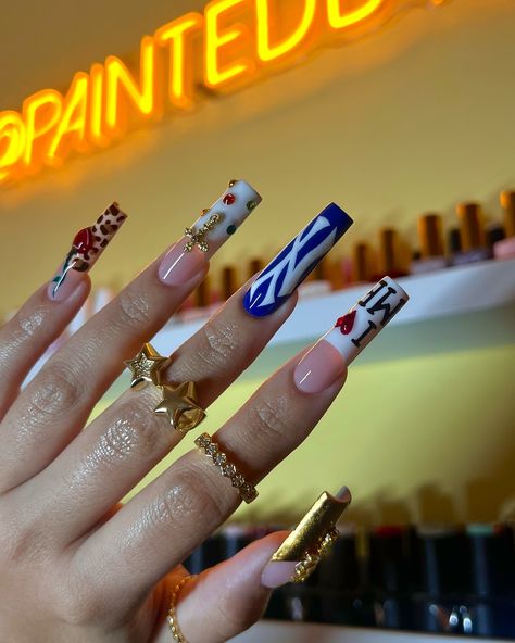 bet you can’t tell I’m obsessed 🗽♎️⚜️🍒🦓📿 . . . Inspo @deez__nailzz . @nailzkatkat “PBP10” for $$ off Skin rubber base White French tips gel polish Vanilla cream Cranberry bliss @apresnailofficial Sculpted square xl Pine-ing for you Aquarius Rising @izemikorea from @haenails Belvia black and white gel paints . . #nails #nailart #nailinspo #naildesign #handdrawn #miami #miamigardens #miamilakes #hialeah #wynwood #doral #miramar #pembroke #nailtech #nailartist #gelx #gelextensions #ap... French Tips Gel, White French Tips, Cranberry Bliss, Bday Nails, Aquarius Rising, Girly Acrylic Nails, Short Square Acrylic Nails, Unique Acrylic Nails, Nails Only