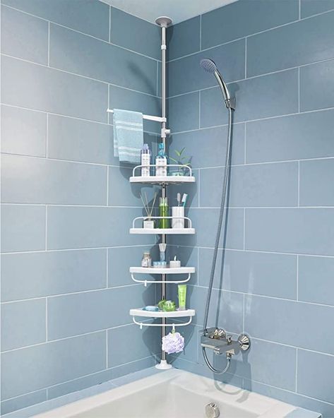 Corner Shower Caddy, Diy Home Accessories, Shower Shelf, Shower Organization, Bathroom Units, Gorgeous Bathroom, Clean Tile, Decorating Shelves, Shower Shelves