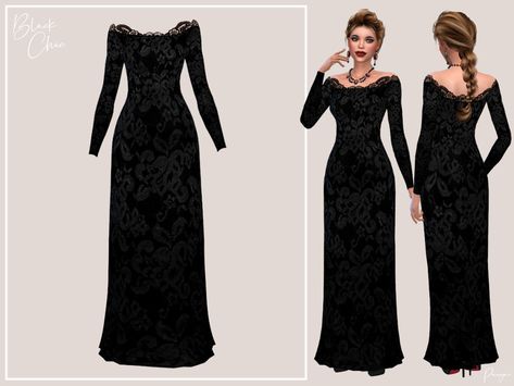 Ts4 Throne Cc, Sims 4 Elegant Clothes, Sims 4 Black Dress Cc, Sims 4 Cc Black Female Clothes, Sims 4 Lace Dress, Sims 4 Black Dress, Sims 4 Long Dress, Sims 4 Elegant Cc, Mods Ts4