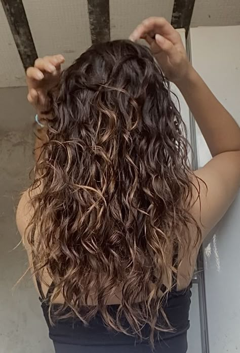 Feathered Wavy Hair, Dark Brown Wavy Hair With Highlights, Layered Hair Curly Waves, Wavy Hair Dyed, Wavy Brown Hair With Highlights, Brown Wavy Hair With Highlights, Wavey Hair Styles, Long Wavy Hair Cuts With Layers, Wavy Hair Color Ideas