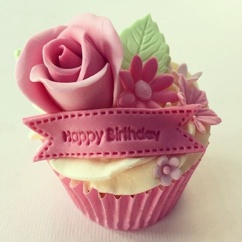 Another of this morning's cupcakes a pretty pink ladies bi… | Flickr Cupcakes For Women, Camo Birthday Cakes, Birthday Cupcakes For Women, Cupcake Topping, Basketball Birthday Cake, Beautiful Birthday Cake, Girly Birthday Cakes, Cupcake Toppings, Icing Designs