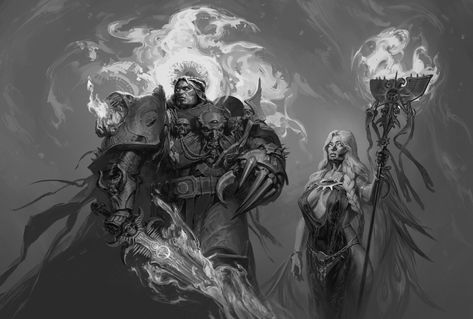 Evil Emperor and Erda, Ruslan Korovkin on ArtStation at https://www.artstation.com/artwork/vbA3rx Evil Emperor, Warhammer 40k Art, Gallery Artwork, Warhammer Art, Warhammer 40k Artwork, Artwork Images, Warhammer Fantasy, Fantasy Warrior, Warhammer 40000