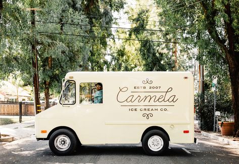 Mattson Creative - Carmela Ice Cream Cat Shack, Van Food Truck, Arizona Ranch, Cream Branding, Ice Cream Wedding, Van Signage, Foodtrucks Ideas, Jeni's Ice Cream, Cream Wedding Cakes