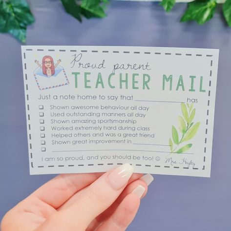 Teacher on Mat Leave 💫 on Instagram: “Proud Parent Teacher Mail 🌿 . . This year one of my goals is to keep up with parent communication 💬 Hoping this little slip will help send…” Proud Parent Teacher Mail, Teacher Parent Communication Ideas, Teacher Essentials Supplies, Teacher Parent Communication, Teacher Mail, Middle School Humanities, Teacher Communication, Parent Teacher Communication, Teacher Fits