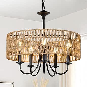 Rattan Pendant Lighting, Black Chandeliers, Farmhouse Chandelier Lighting, Modern Farmhouse Chandelier, Chandeliers For Dining Room, Pendant Light Chandelier, Boho Chandelier, Island Bedroom, Rattan Shades