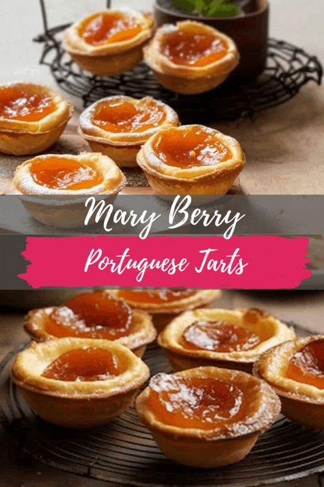 Glistening with apricot jam, the Mary Berry Apricot Portuguese Tarts is Mary Berry’s latest rendition of the timeless pastel de nata. This tart serves as an ideal sweet indulgence or a refreshing summer dessert. Globally adored, especially in London with dedicated shops, the Portuguese Custard Tarts, a worldwide treasure, remains a beloved delicacy. Portuguese Christmas Desserts, Mary Berry Recipes Christmas, Portuguese Tart, Portuguese Pastry, Mary Berry Desserts, Mary Berry Recipes, Keto Pastry, Portuguese Custard Tarts, Sweet Slices