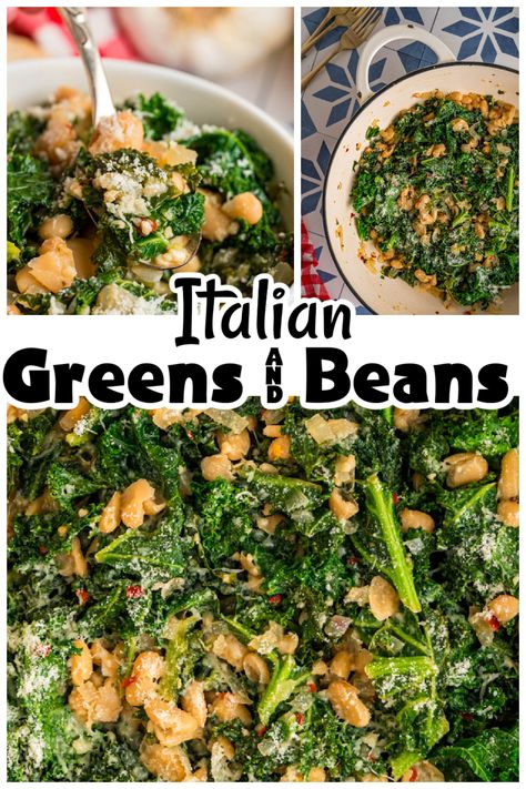 Greens and Beans Italian Greens And Beans, Italian Beans And Greens, Kale And Beans Recipe, Greens And Beans Recipe Italian Sausage, Zucchini And Beans Recipes, Recipes With Cannellini Beans, Greens And Beans Recipe Italian, Canneli Beans, Greens And Beans Recipe