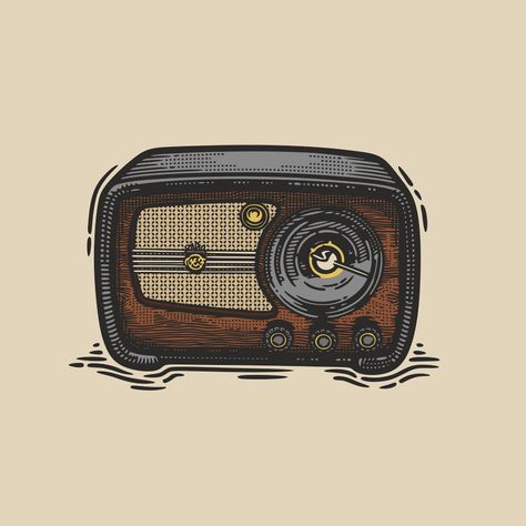 radio on Behance Radio Host Character Design, Vintage Radio Aesthetic, Old Radio Vintage, Vintage Radio Illustration, Radio Painting, Radio Sketch, Radio Aesthetic, Radio Illustration, Radio Drawing