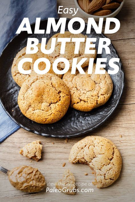 Paleo Almond Butter Cookies, Almond Butter Cookie, Almond Butter Cookie Recipe, Low Sugar Diet Recipes, Almond Butter Recipes, Almond Meal Cookies, Aip Desserts, Almond Butter Cookies, Almond Flour Cookies