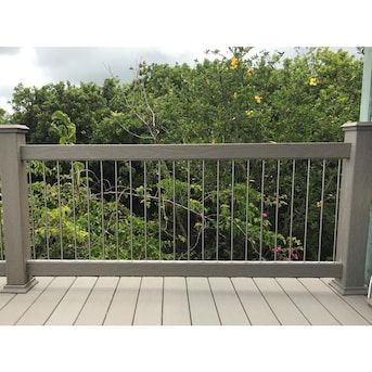 DOLLE (Common: 6-ft; Actual: 24.5-in x 0.375-in x 6-ft) Insta Rail Gray Aluminum Deck Post in the Deck Posts department at Lowes.com Wooden Deck Designs, Deck Railing Systems, Stainless Steel Cable Railing, Deck Balusters, Deck Remodel, Deck Railing Design, Metal Deck, Railings Outdoor, Patio Deck Designs