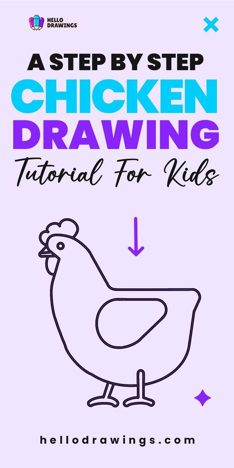 How to Draw a Chicken | Step by Step Guide for Kids Draw A Chicken, Chicken Drawing, Easy Animal Drawings, Chicken Easy, Easy Drawing Tutorial, Drawing Tutorials For Kids, Drawing Guide, Easy Drawings For Kids, Drawing Tutorial Easy