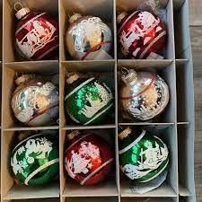 Christopher Radko Shiny Brite Ornaments Flocked Set 9 New | eBay Shiny Brite Ornaments, Christopher Radko, Shiny Brite, Old Fashioned Glass, Vintage Christmas Cards, Vintage Christmas Ornaments, Vintage Ornaments, Mercury Glass, Glass Christmas Ornaments