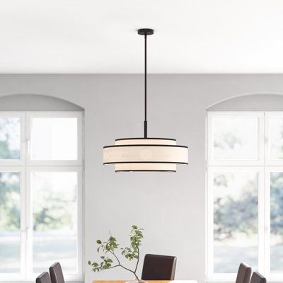 Drum Shade Chandelier, Chandelier White, Chandelier Metal, Dining Room Light Fixtures, Modern Lighting Design, Elegant Dining Room, White Chandelier, Metal Chandelier, Drum Chandelier