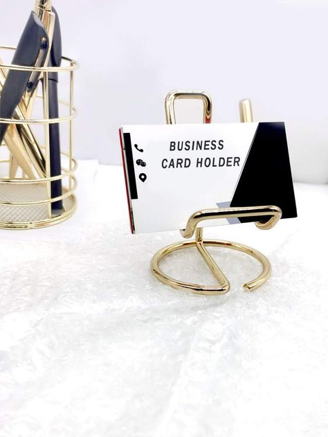 Free Returns ✓ Free Shipping On Orders $49+ ✓. 1pc Desktop Metal Business Card Holder- File Storage at SHEIN. School Supply Storage, Bakery Sign, Home Interior Accessories, Name Plate Design, Metal Business Cards, Frame Desk, Styled Desktop, Card Holder Case, Elegant Centerpieces