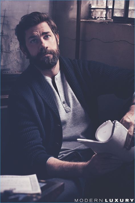 John Krasinski 2018 Modern Luxury Photo Shoot Beard Burn, Jim Halpert, Epic Beard, A Quiet Place, John Krasinski, Quiet Place, Film Review, Beard Styles, Man Crush