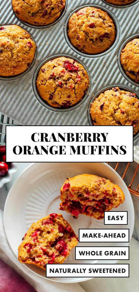 Whole Orange Muffins, Healthy Orange Cranberry Muffins, Healthy Cranberry Bread, Cranberry Orange Muffins Healthy, Cranberry Muffins Healthy, Healthy Cranberry Muffins, Easy Healthy Muffins, Cranberry Orange Muffin Recipe, Orange Muffin Recipe