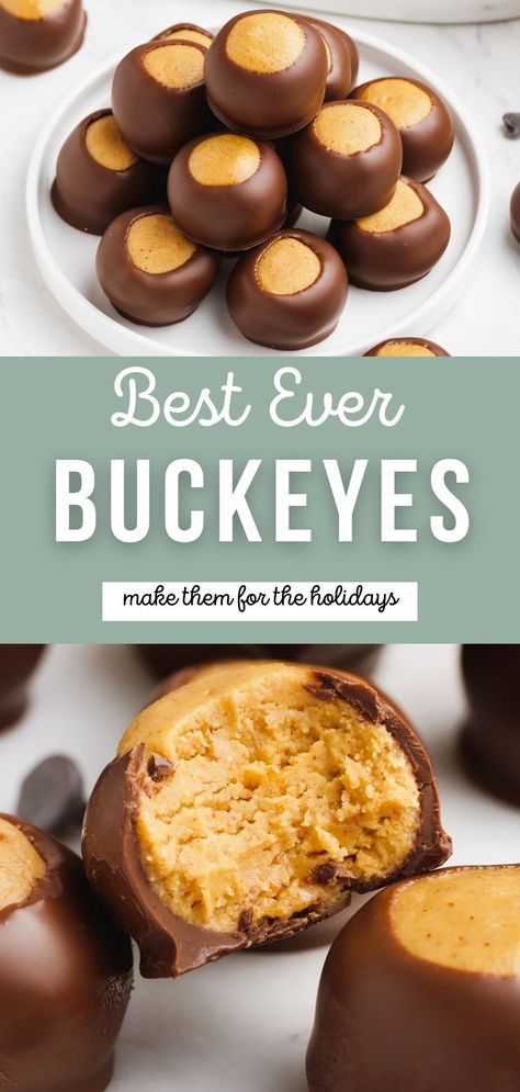 Peanut Butter Buckeyes, Buckeyes Recipe, Peanut Butter Dessert Recipes, I Lost 100 Pounds, Butter Balls, Chocolate And Peanut Butter, Peanut Butter Desserts, Peanut Butter Balls, Melted Chocolate