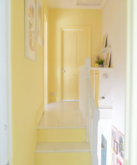 42 hallway paint ideas for instant style | Real Homes Yellow Hallway, Hallway Colour Schemes, Mint Green Bathrooms, Nursery Yellow, Color Amarillo Pastel, Terrazzo Wall, Hallway Paint, Hallway Colours, Pastel Bedroom