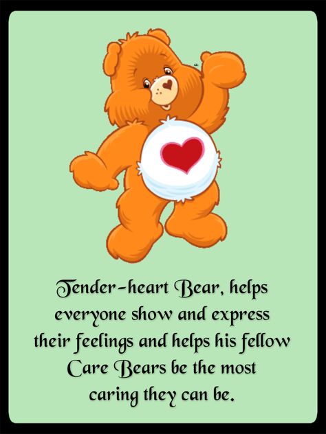 Tender-heart Bear, helps everyone show and express their feelings and helps his fellow Care Bears be the most caring they can be. <3 Bear Meaning, Care Bears Halloween Costume, We Are Bears, Sunshine Bear, Tenderheart Bear, Care Bear Tattoos, Care Bears Vintage, Care Bear Party, Tv Cartoon