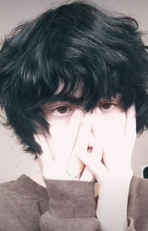 Fluffy Black Hair Boy, Short Fluffy Hair Boy, Fluffy Boy Hair, Trans Haircuts, Alt Boy Hair, Transboy Hair, Emo Boy Haircut, Trans Boy Haircut, Androgynous Hair