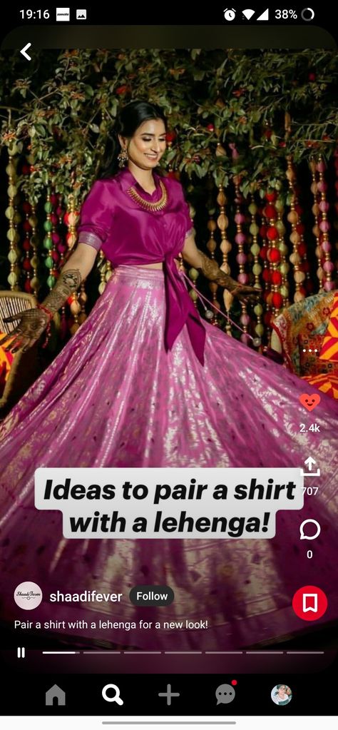 Satin Shirt With Banarasi Skirt, Satin Shirt With Lehenga, Lehenga Blouse Styles, Satin Shirts For Women, Goa Outfits, Short Kurti Designs, Brocade Lehenga, Banarasi Lehenga, Satin Shirts